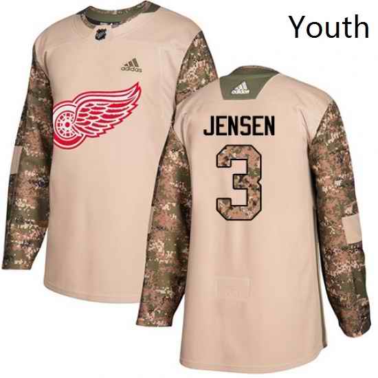 Youth Adidas Detroit Red Wings 3 Nick Jensen Authentic Camo Veterans Day Practice NHL Jersey